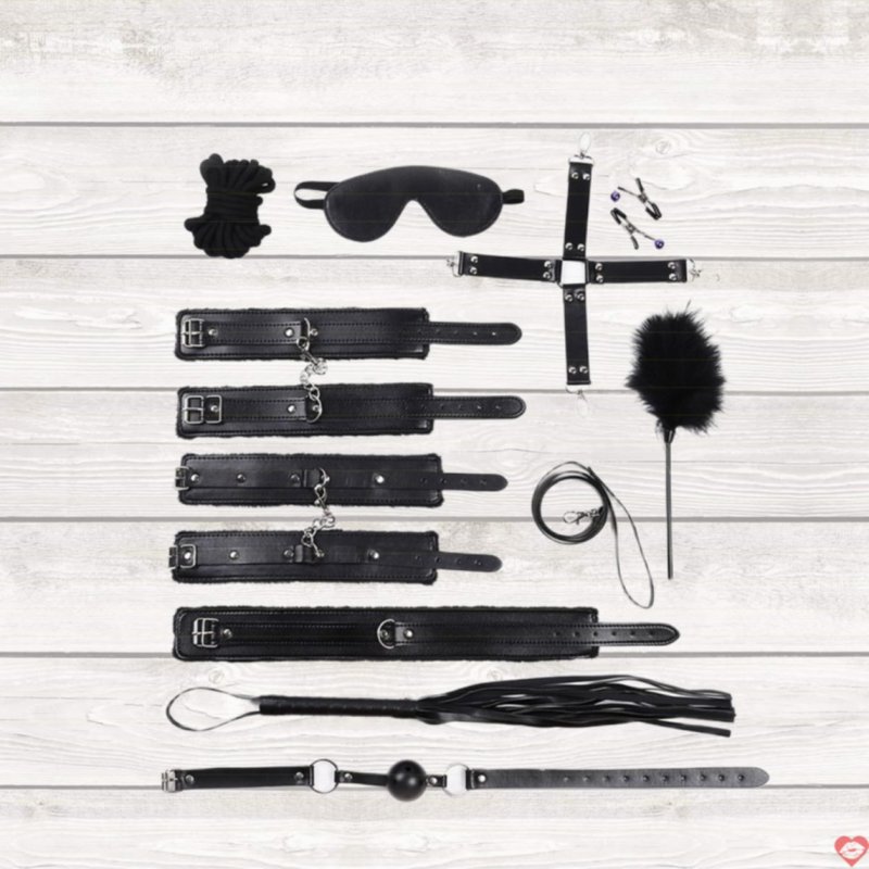 Đồ chơi bạo dâm – Bộ dụng cụ 10 món lót lông COOC – BDSM 05