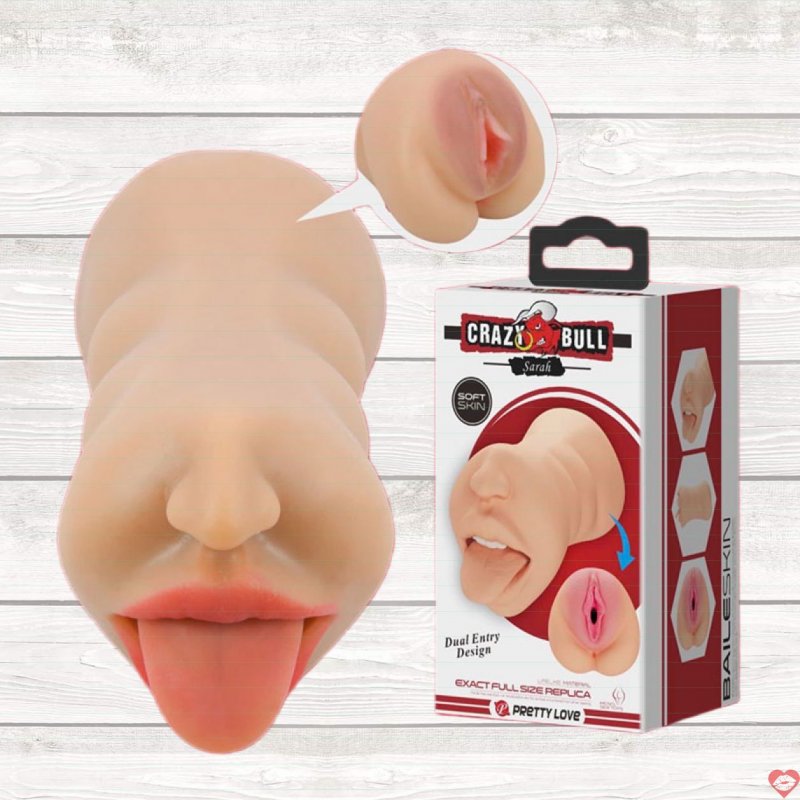Âm đạo giả 2 đầu Crazy Bull Sarah silicon mềm an toàn thoả mãn 