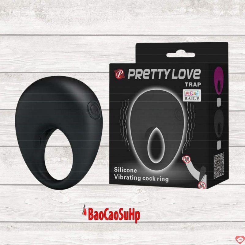 Vòng đeo dương vật Prettylove Trap silicone rung nhiều chế độ