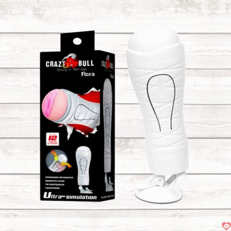 Âm đạo giả Baile Crazy Bull White Flora rung đa tần số siêu mềm mại 