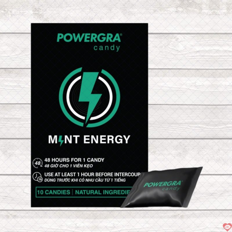 Kẹo bạc hà Powergra Mint tăng cường sinh lực nam kéo dài quan hệ - Hộp 10 viên 
