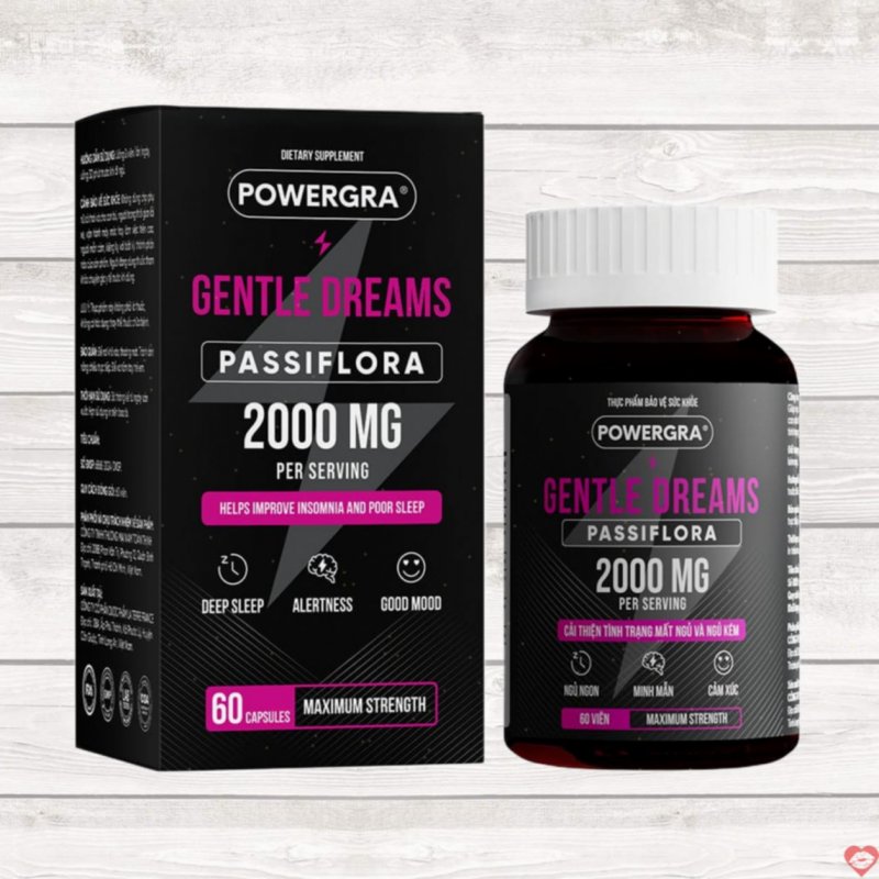 Viên uống mất ngủ Powegra Gentle Dreams thảo dược thiên nhiên 60 viên 