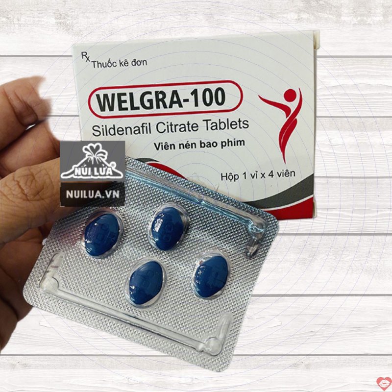 Thuốc cường dương Welgra 100mg Hộp 4 viên hỗ trợ tăng cường sinh lý, kéo dài thời gian quan hệ 