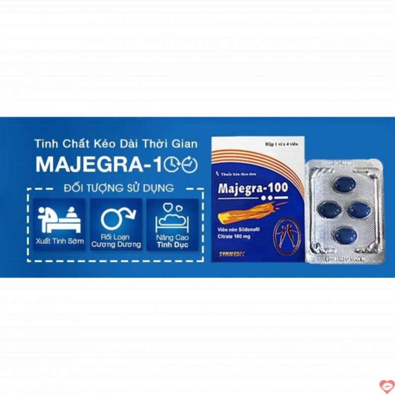 Cương dương Majegra 100mg tăng thời gian kéo dài thỏa mãn 