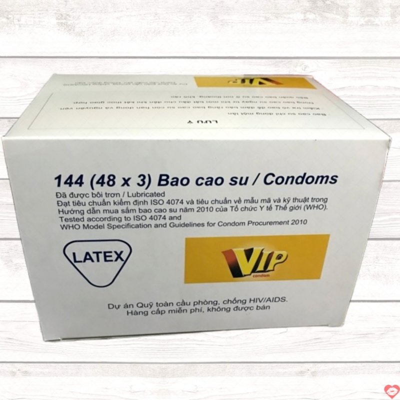 Bao cao su Vip an toàn siêu mỏng giá tốt hộp lớn 144 cái 