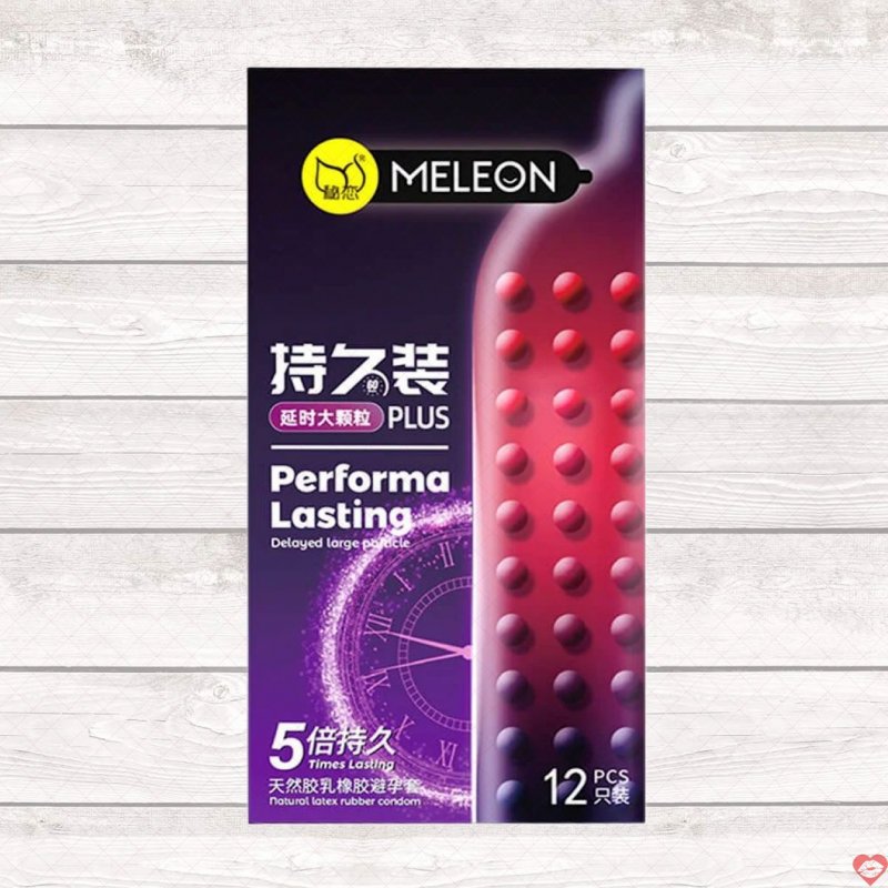 Bao cao su Meleon Performa Lasting 5X hạt nổi lớn chống xuất tinh sớm gia tăng khoái cảm 