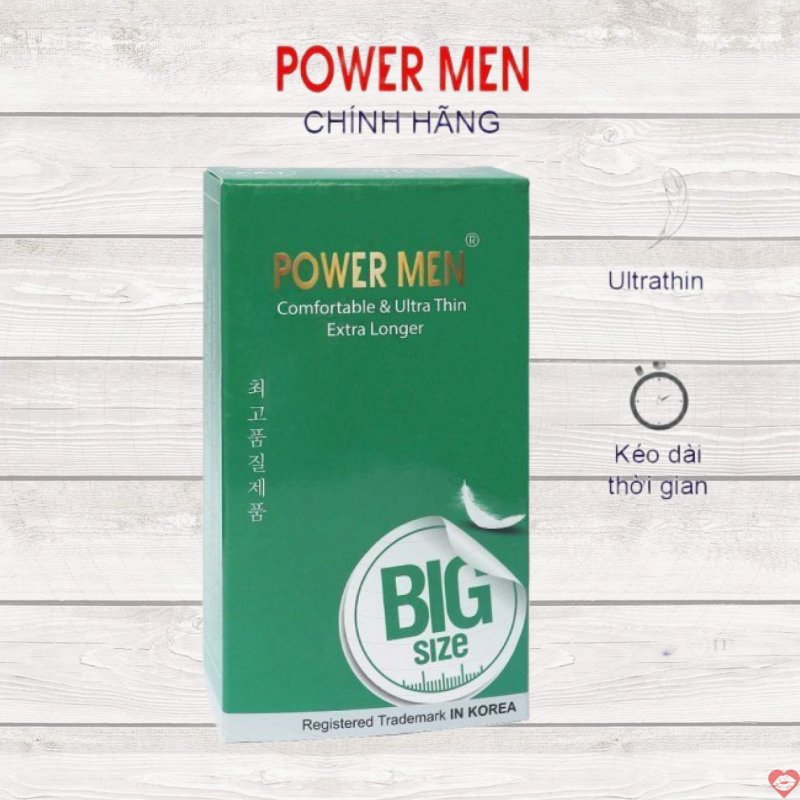 Bao cao su POWER MEN 55mm siêu mỏng size lớn kéo dài thời gian an toàn 