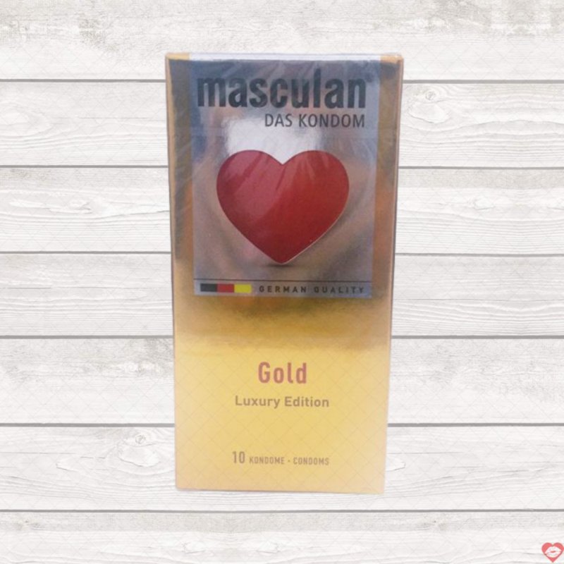 Bao cao su hương vani Masculan Gold Đức mỏng trơn siêu mềm mại 