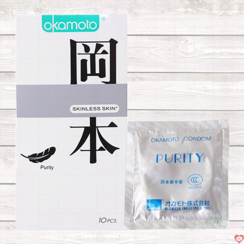 Bao cao su Okamoto Skinless Skin Purity 10 cái siêu mỏng an toàn 