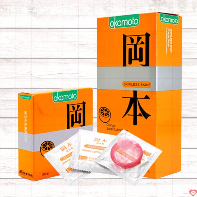 Bao cao su Okamoto Orange hương cam tươi ngọt ngào hộp 10 
