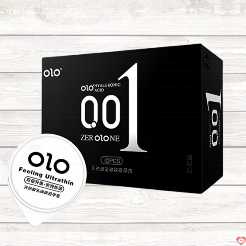 Bao cao su Olo siêu mỏng 0.01 đen trơn mượt Hộp 10c an toàn thoải mái 