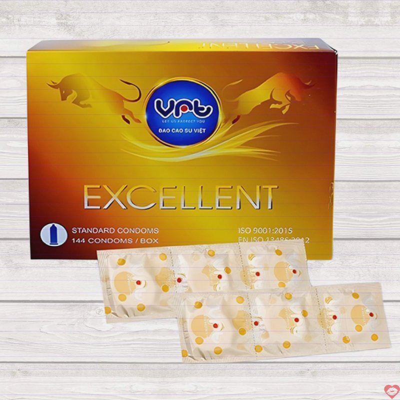 Bao cao su VRT Excellent mỏng trơn hộp 144 cái giá rẻ chất lượng 