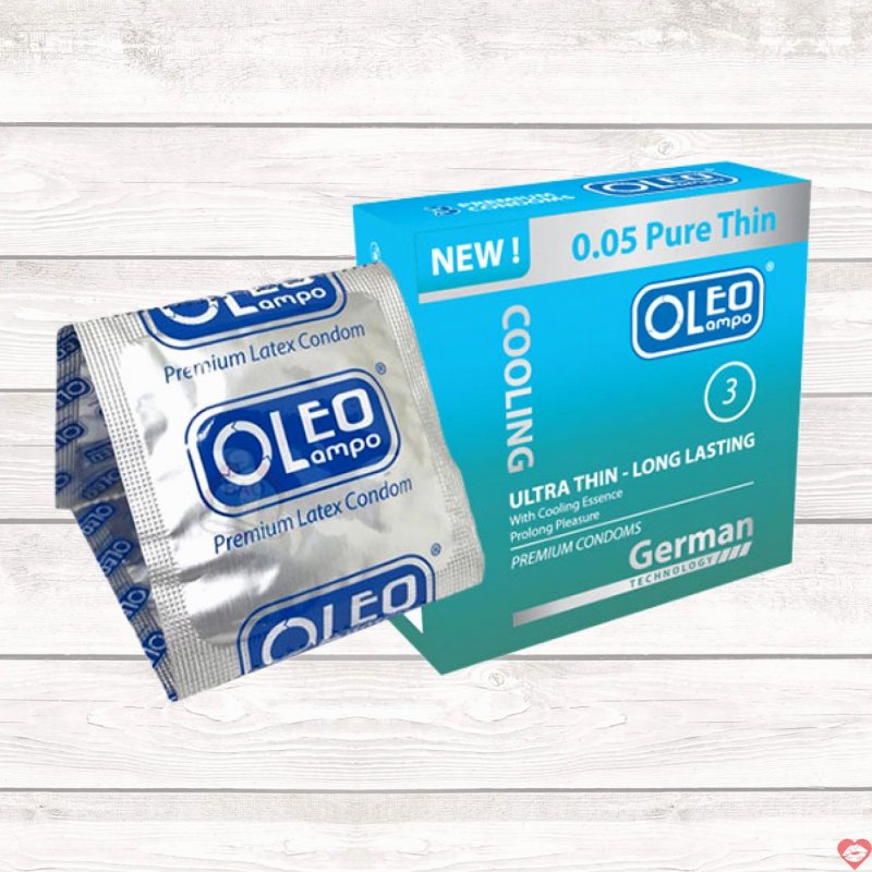 Bao cao su Oleo Lampo Cooling siêu mỏng chống xuất tinh sớm hương bạc hà 