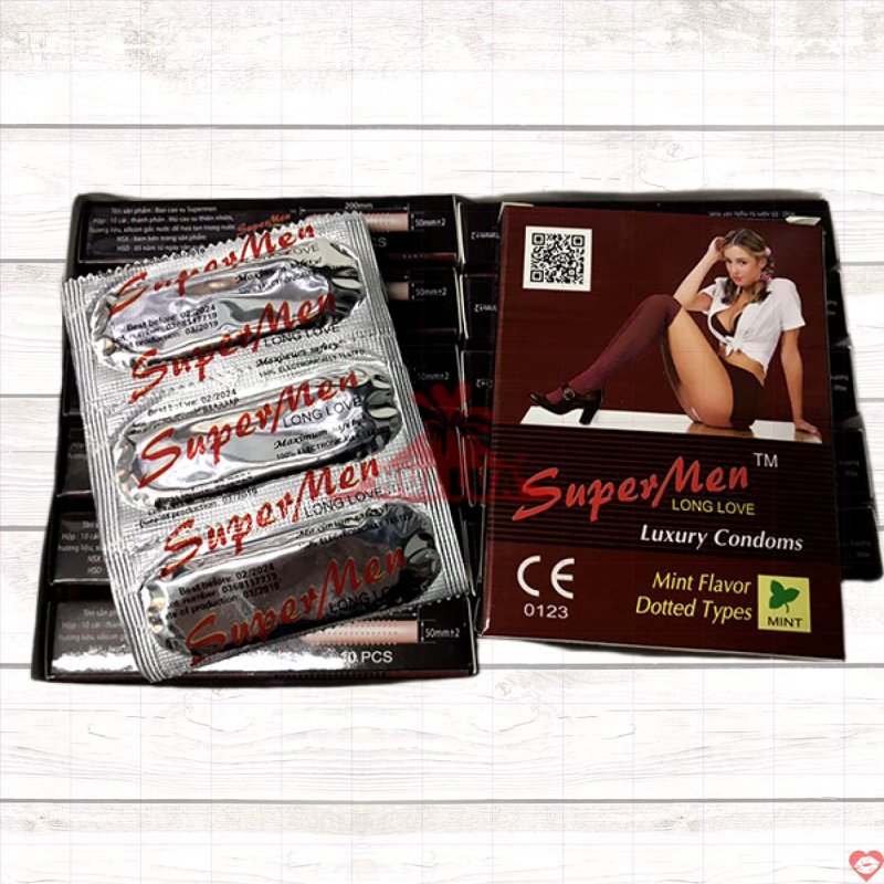 Bao cao su Super Men gai bạc hà mát lạnh an toàn ngừa thai 