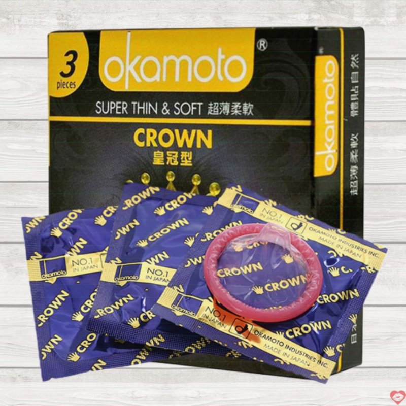 Bao cao su Okamoto Crown hộp 3 cái chính hãng siêu mỏng an toàn 