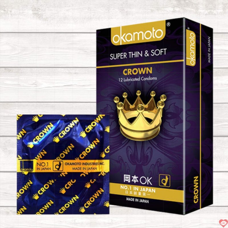 Bao cao su Okamoto Crown hộp 10 cái siêu mỏng an toàn thoải mái 
