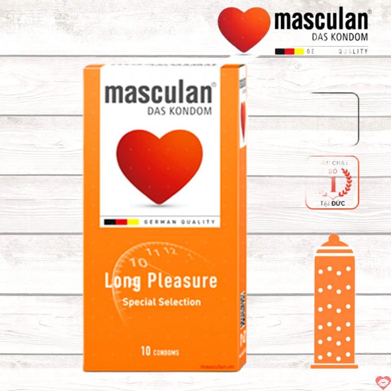 Bao cao su Masculan gân gai kéo dài QT, hộp 10c siêu bền 