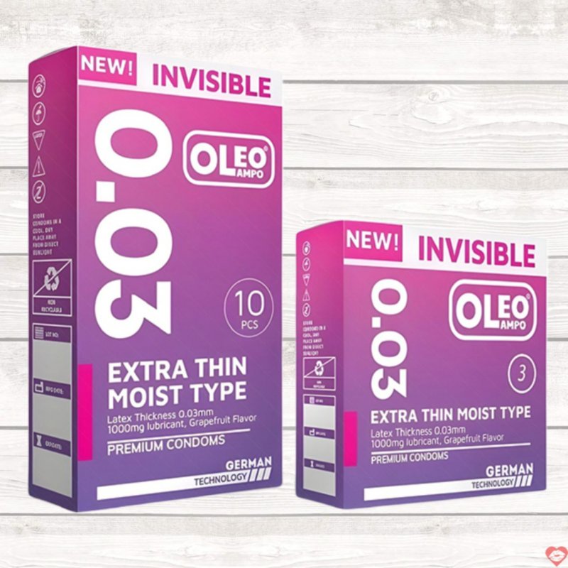 Bao cao su Oleo Lampo 0.03 siêu mỏng ôm sát, cảm giác thật 