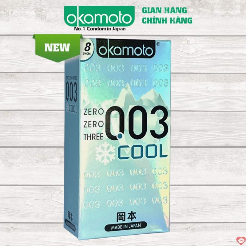 Bao Cao Su Okamoto 0.03 Cool Siêu Mỏng Mát Lạnh Kéo Dài Nhật 