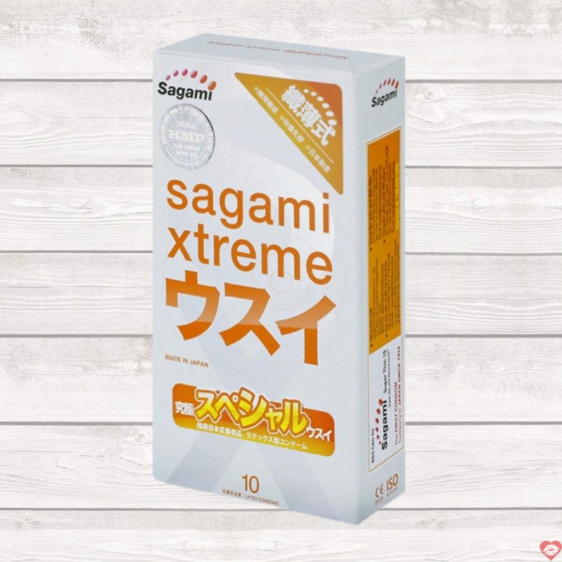 Bao Cao Su Sagami Xtreme Siêu Mỏng 0.03mm Hộp 10 Chiếc Cảm Giác Thật 