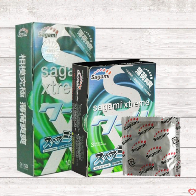 Bao Cao Su Sagami Xtreme Spearmint siêu mỏng hương bạc hà mát lạnh 