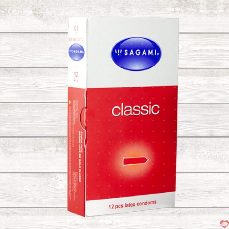 Bao Cao Su Sagami Classic Mỏng Ôm Khít Hộp 12 Siêu Bền An Toàn 