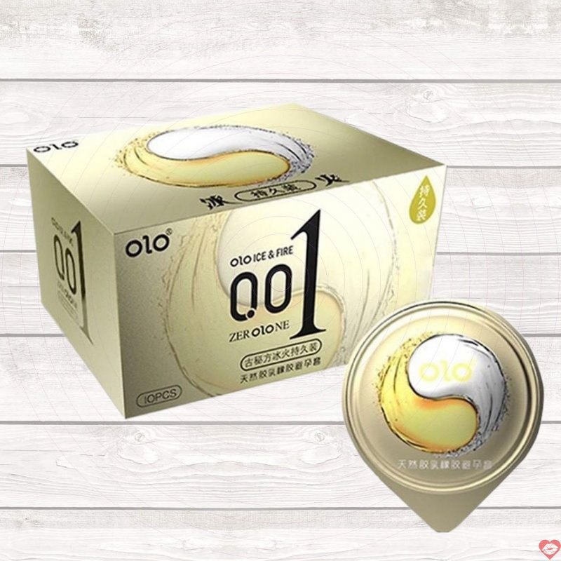 Bao cao su OLO siêu mỏng 0.01mm kéo dài thời gian lửa băng vàng hộp 10 