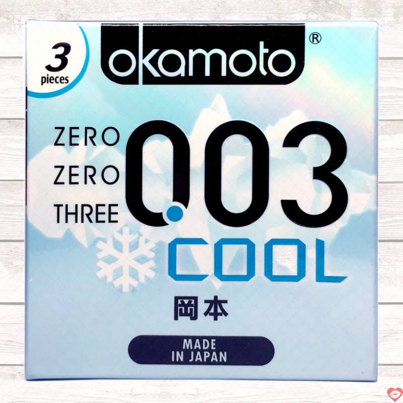 Bao Cao Su Okamoto 0.03 Cool Siêu Mỏng Bóng Láng Mát Lạnh Hộp 3 Cái