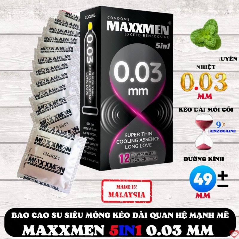 Bao Cao Su Maxxmen 5in1 Siêu Mỏng 0.03 Truyền Nhiệt