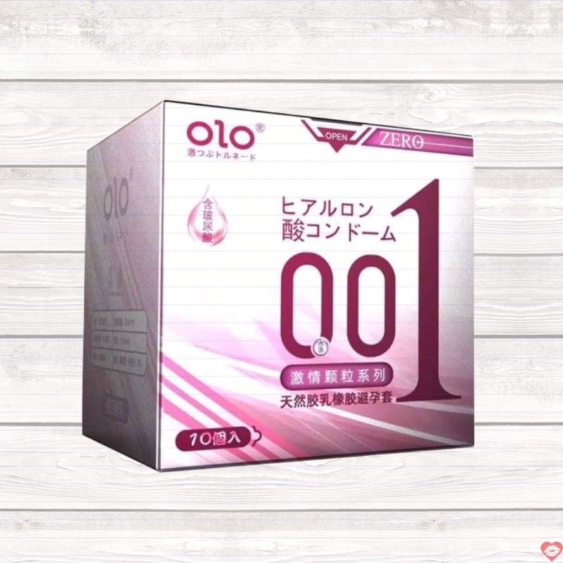 Bao cao su OLO 0.01 hồng siêu mỏng có hạt siêu mượt tăng khoái cảm 10 cái 