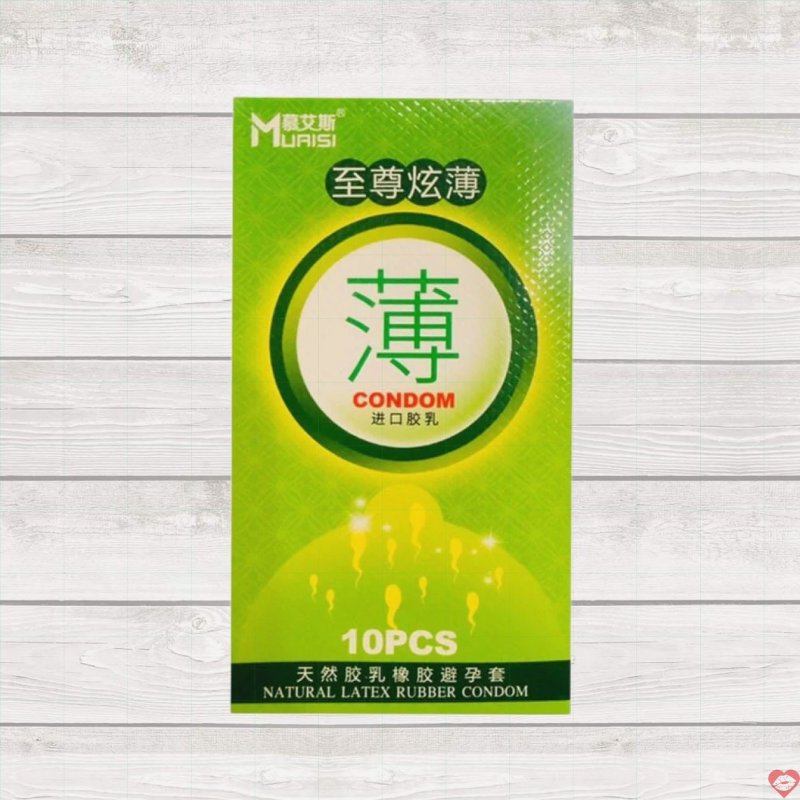 Bao cao su Muaisi Xanh Lá siêu mỏng Hương dâu Ngọt ngào Hộp 10 