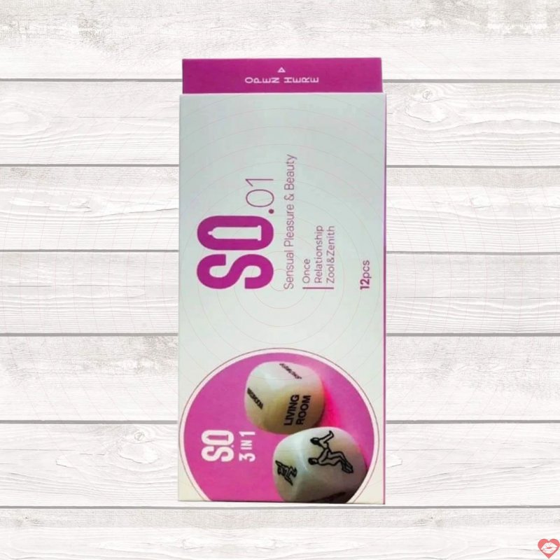 Bao cao su SO 3 in 1 siêu mỏng gân điểm nổi an toàn hộp 12 cái 