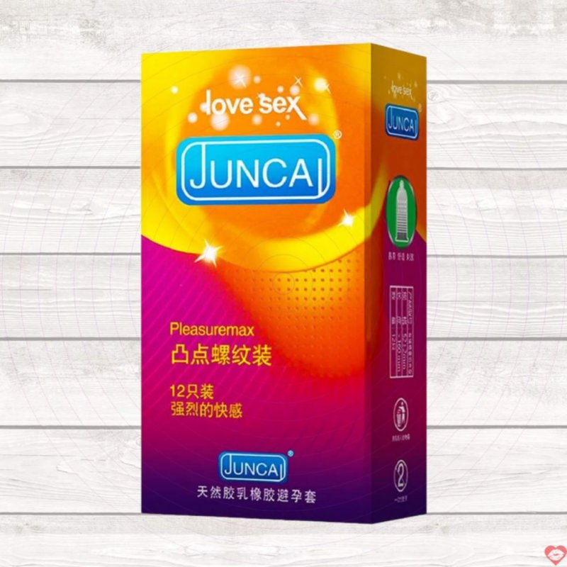 Bao cao su Juncai Pleasuremax gân điểm nổi tăng khoái cảm hộp 12 