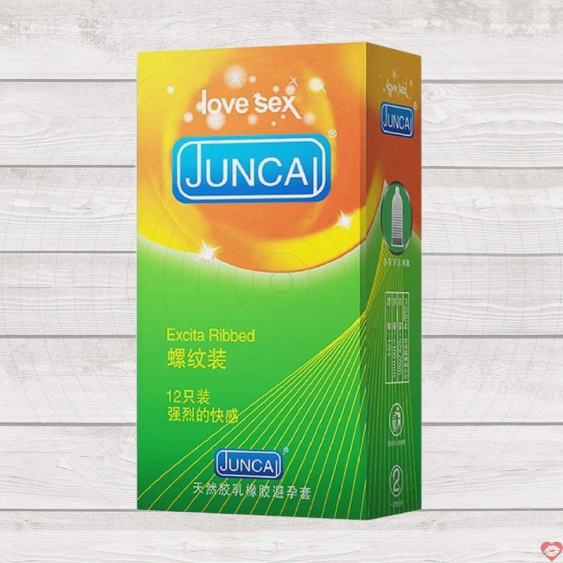 Bao cao su Juncai Excita Gân sọc Hộp 12 cái Tăng khoái cảm 