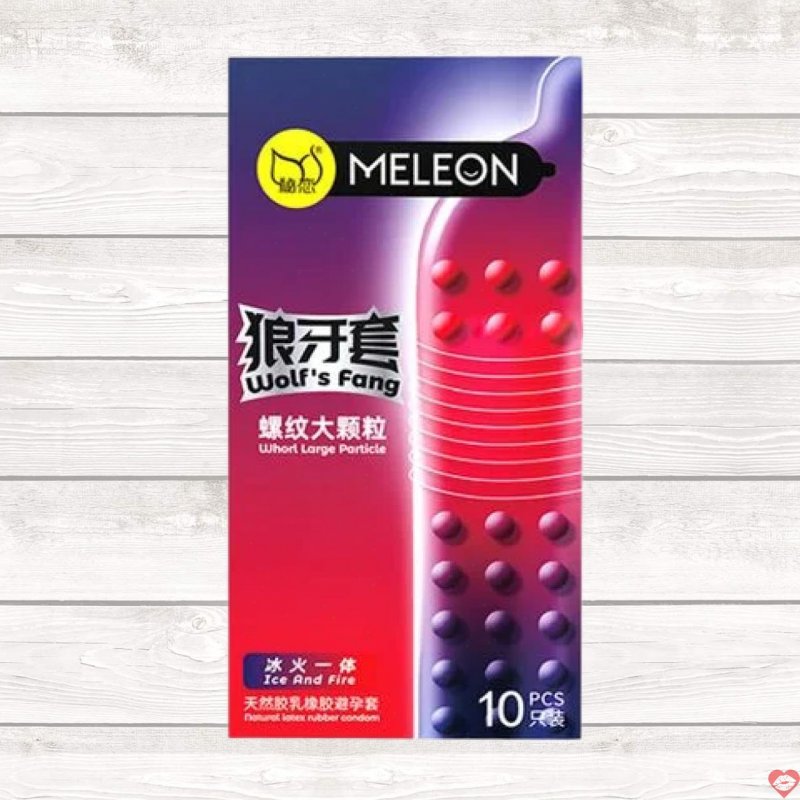 Bao cao su Meleon Wolfs Fang hạt nổi lớn lửa băng kích thích cực mạnh 10 cái 