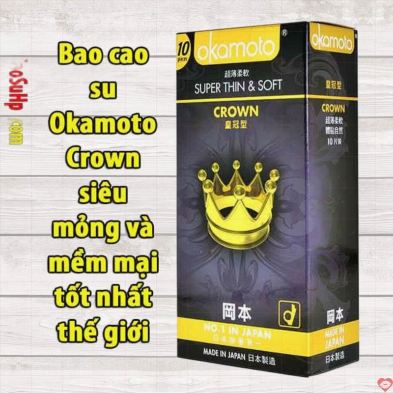 Bao cao su Okamoto Crown siêu mỏng mềm mại an toàn siêu bền 
