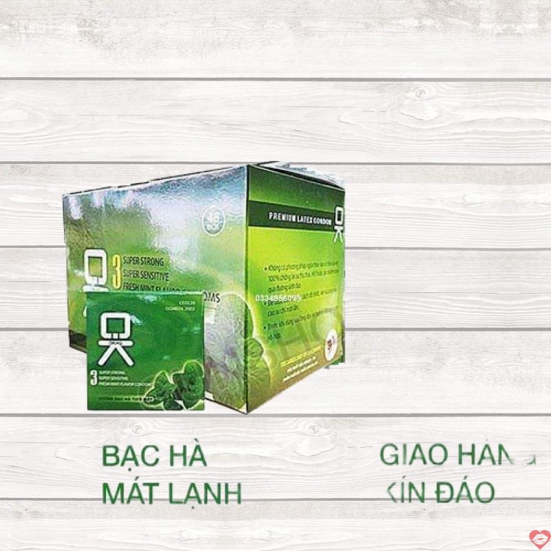 Bao cao su Ok Rocmen hương bạc hà 144c dành cho gia đình.