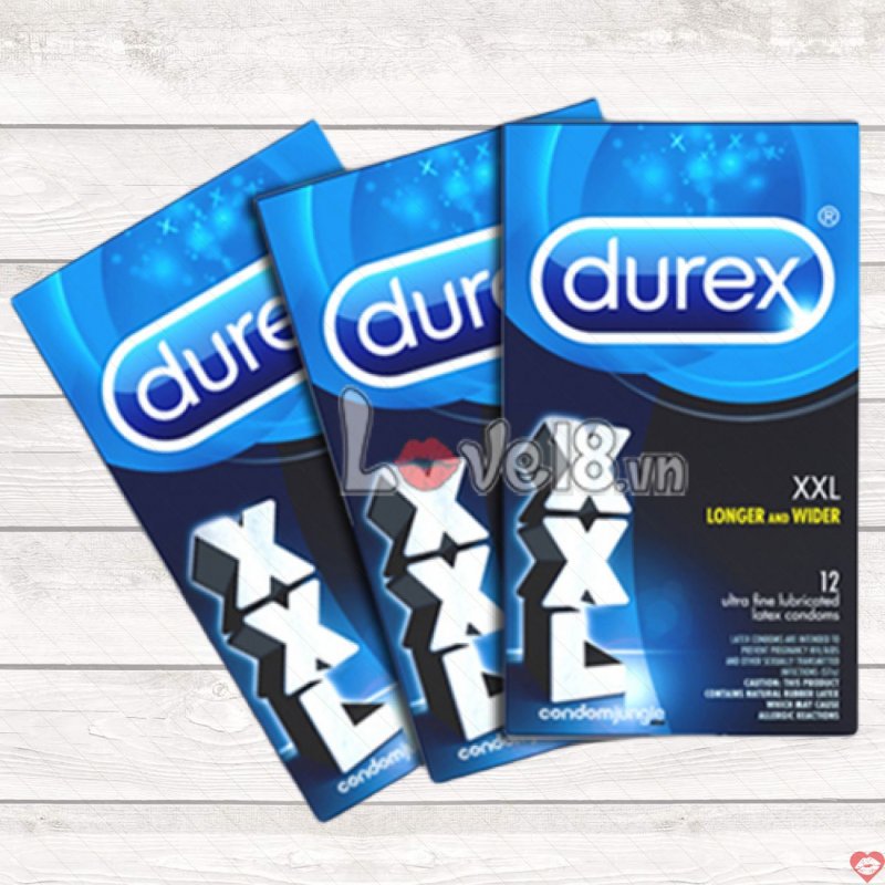 Bao Cao Su Durex XXL Size Lớn Hộp 12 cái Kéo Dài Quan Hệ 