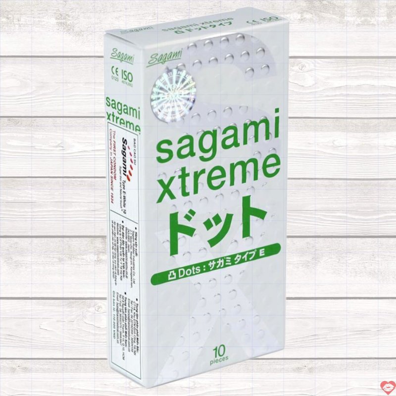 Bao cao su Sagami Xtreme Blue 10s siêu mỏng gân gai gel bôi trơn Nhật 