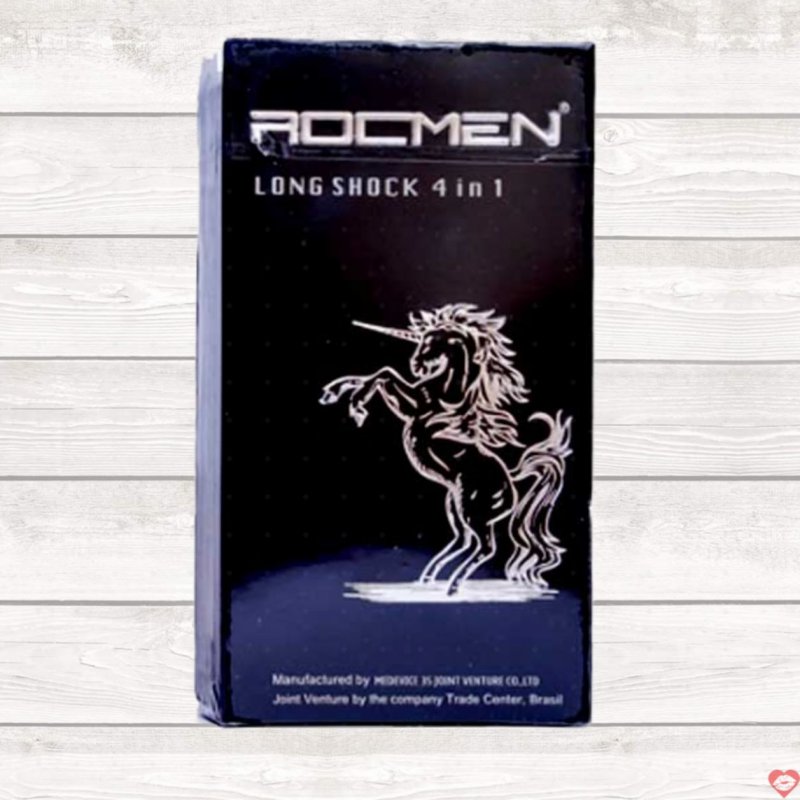 Bao cao su ROCMEN Long Shock 4in1 đen kéo dài siêu mỏng, gai gân, tăng hưng phấn 