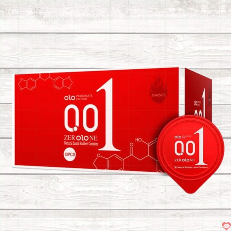 Bao cao su OLO 0.01 Jelly Red ấm nóng gai gân siêu mỏng kích thích 