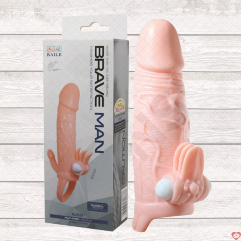 Bao cao su đôn dên rung Baile Braveman 6.69 inch kích thích mạnh 