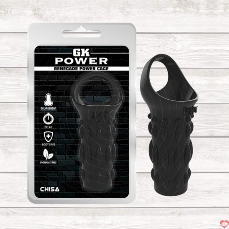 Bao cao su đôn dên Chisa Renegade Power Cage màu đen, siêu kích thích 