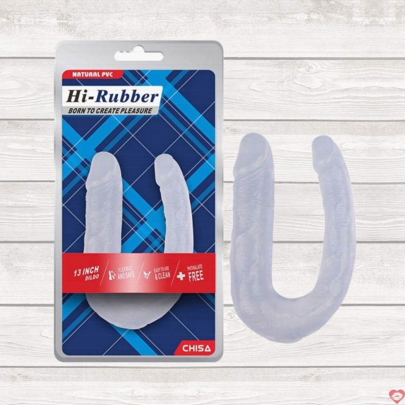 Dương vật giả 2 đầu Chisa Hi-Rubber 13 Inch Trắng silicon mềm an toàn 