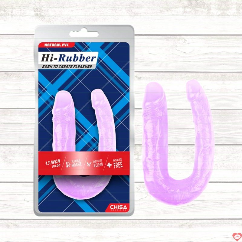 Dương vật giả 2 đầu Chisa Hi-Rubber 13 Inch tím silicon mềm mại an toàn 