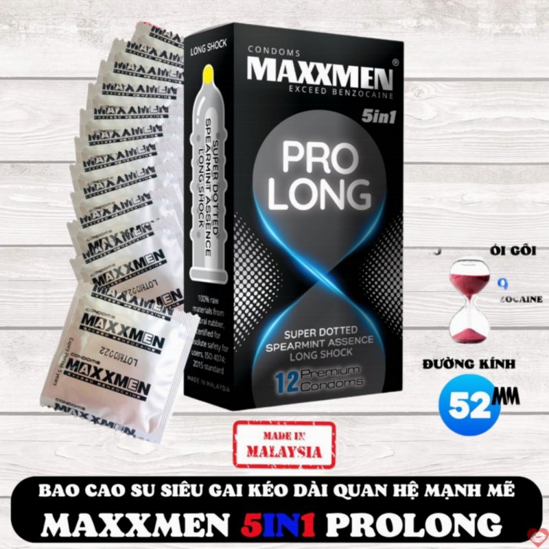 Bao Cao Su Cao Cấp Maxman 5in1 Prolong - Kéo Dài Thời Gian - Gai Lớn