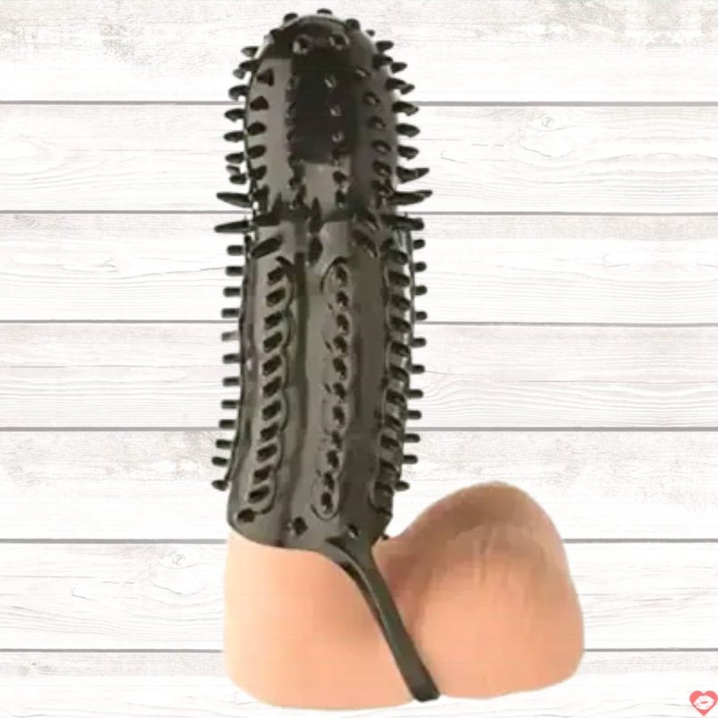 Bao cao su đôn siêu gân gai BD25 SUPERME màu đen chất liệu TPE an toàn tăng 1 inch và