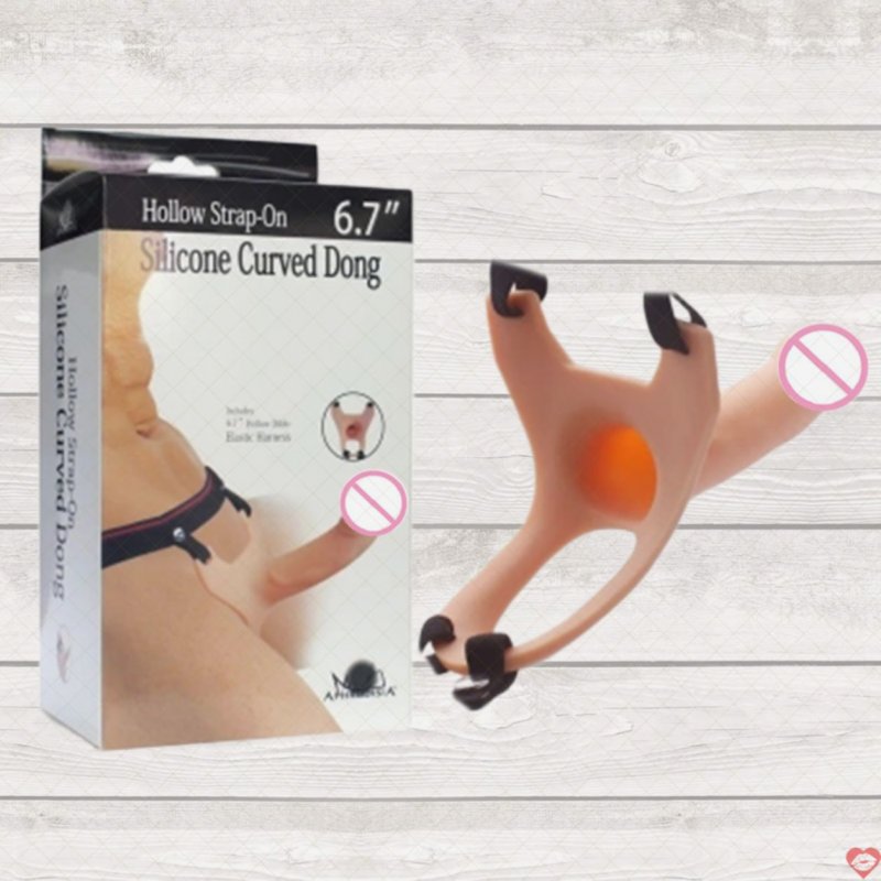 Dương Vật Giả Dây Deo Hollow Strap-On Silicon Curved Dong Rỗng Ruột