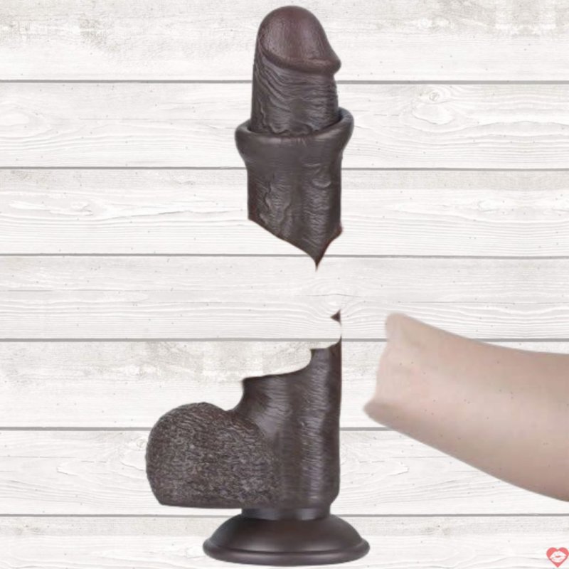 Dương vật giả 2 lớp Lovetoy 9 inch Da đen Châu Phi Kích thích mạnh 