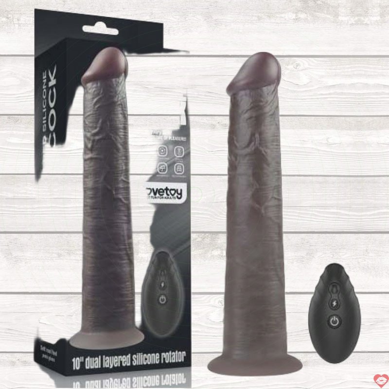 Dương vật giả Lovetoy USA 10” Dual Layered Silicone Rotator Black